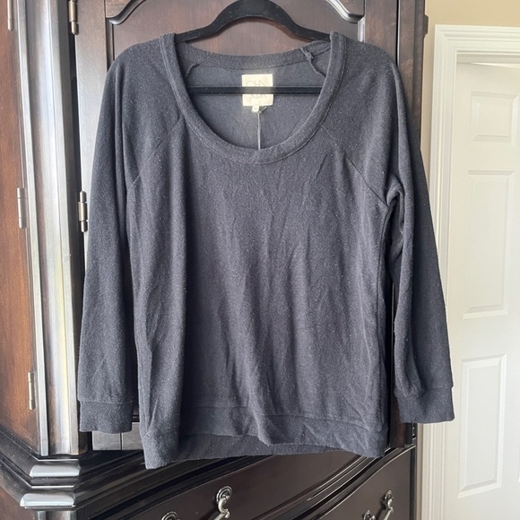 NWT Chaser Love Cloth L/S Raglan Pullover, True Black, Medium - Picture 1 of 5